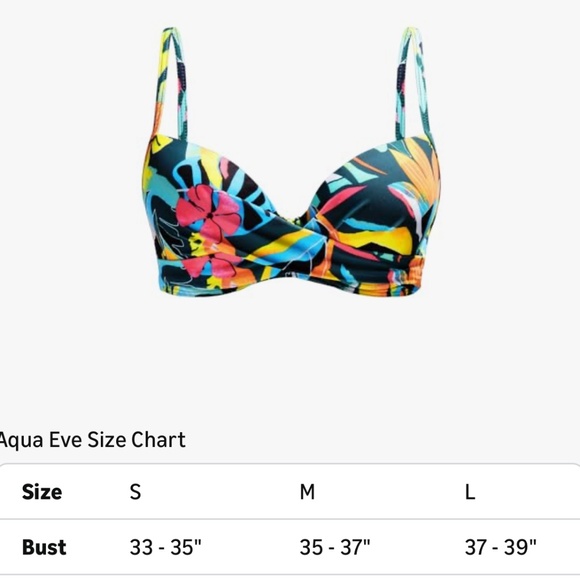 Aqua Eve, Underwire Push Up Bikini Top W/ Butterfly Swim Skorts, Size L - Picture 13 of 13